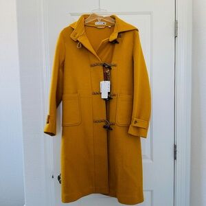 Uniqlo Women Long Wool Blend Duffle Coat (Mustard Yellow/XS)